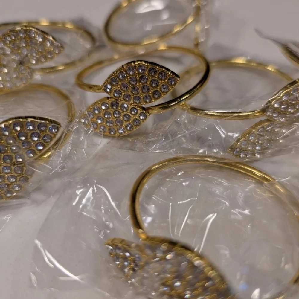 New Crystal Gold Leaf Napkin Holder Set of 10 - Picture 5 of 8